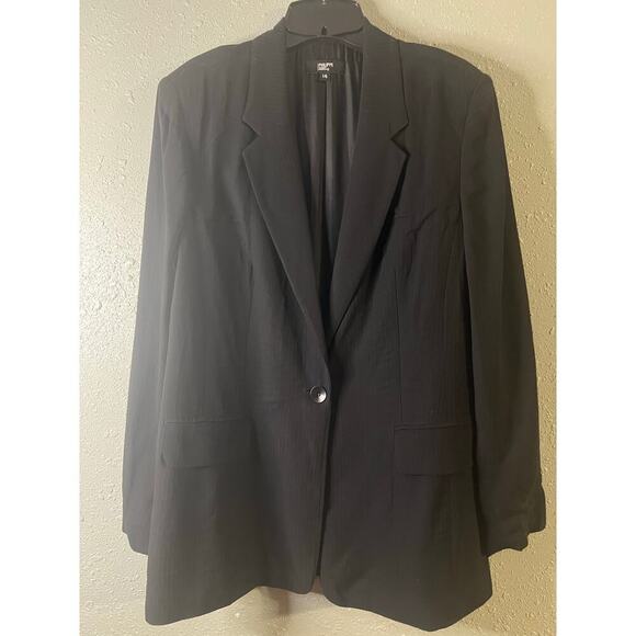 Philippe Adec Women’s pin stripes black blazer VTG 14/46 feminine business offic - Picture 1 of 16